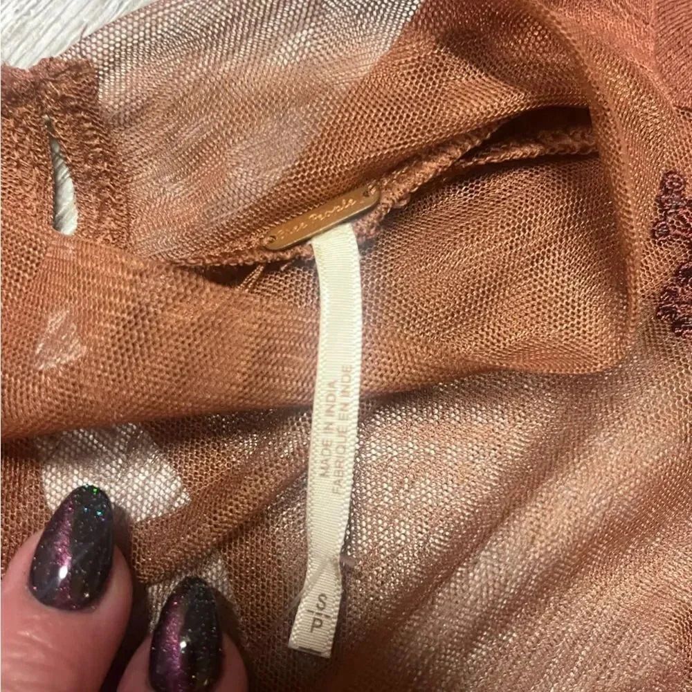 NWT women’s FREE PEOPLE Saheli Tunic in Woodlands Rust Brown Embroidered Top - Picture 8 of 11